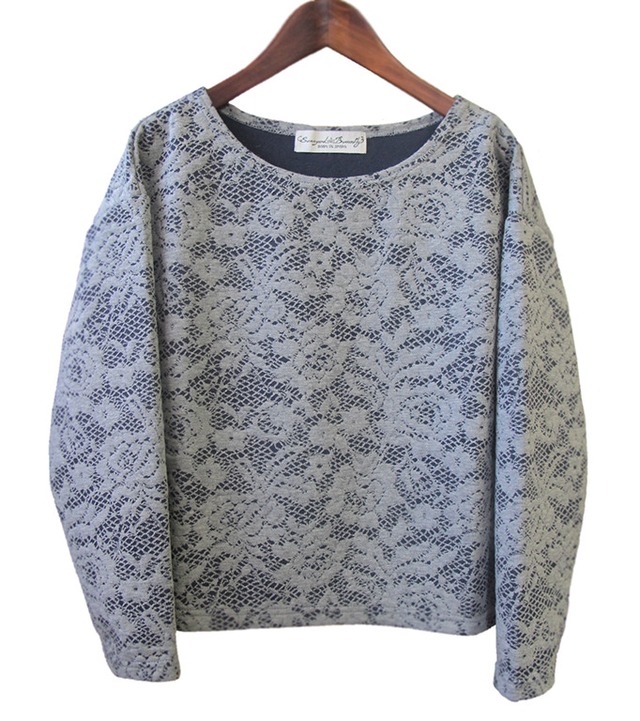 flower lace quilt jacquard tops / gray