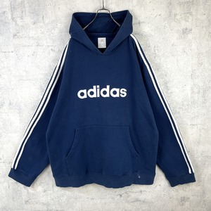 アディダス パーカー 刺繍ロゴ 袖ライン