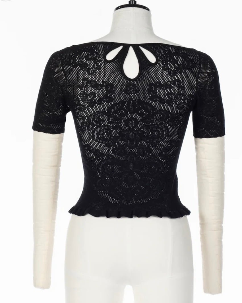 FETICO / DAMASK LACE SCOOP NECK TOP | LA VILLA ROUGE