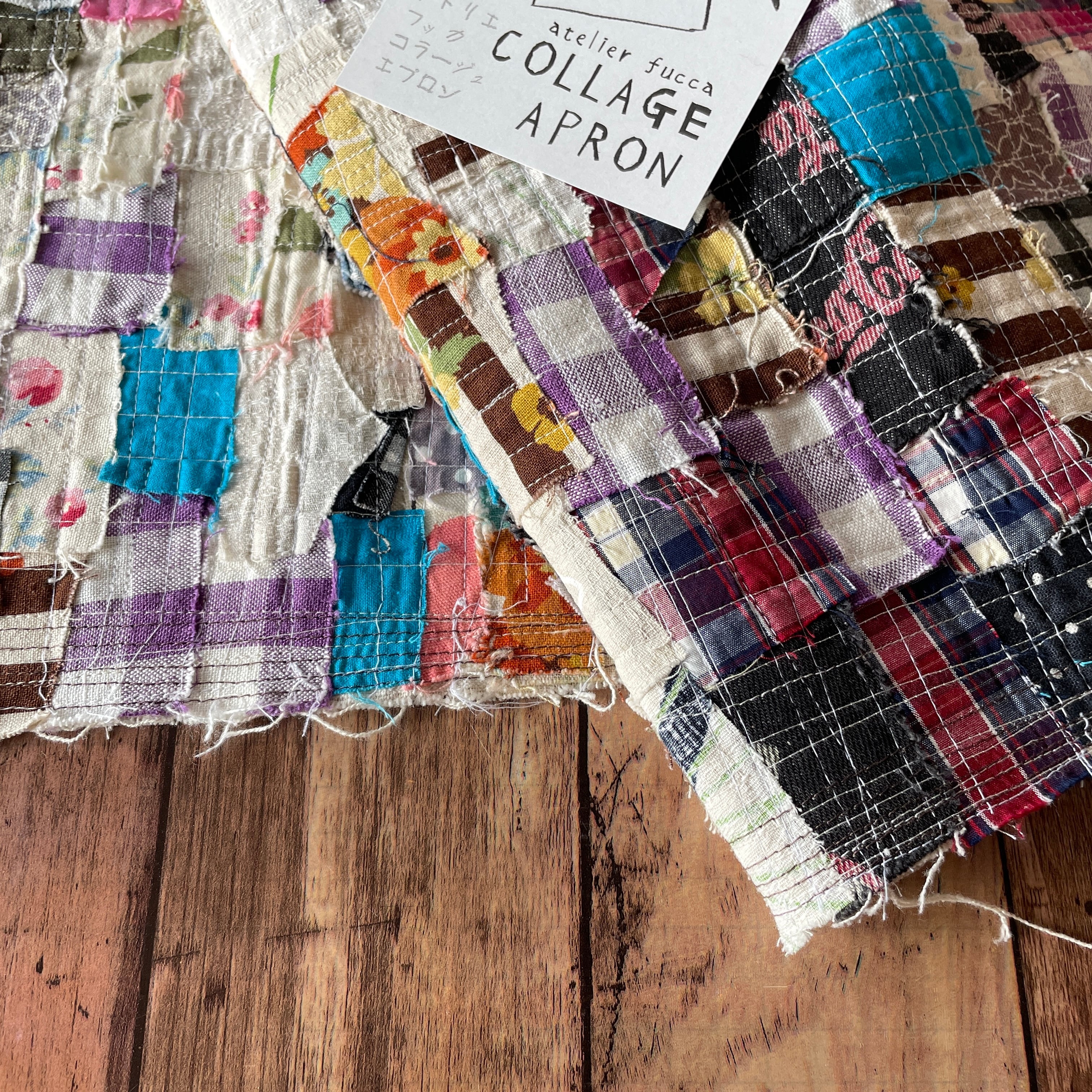 布コラージュエプロン＜カフェ＞ | Atelier Fucca アトリエ福花