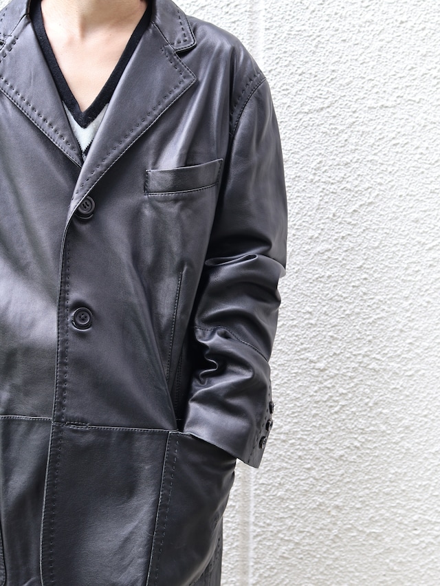 【gianfranco ferre】leather long tailored jacket
