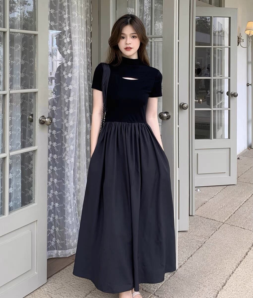 ハイネック ロング丈 フレアワンピース G104CON0022