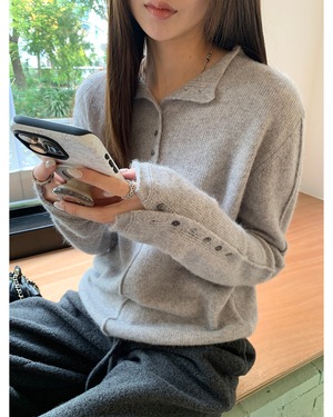 ボタン袖ロングスリーブニット 3color A0777