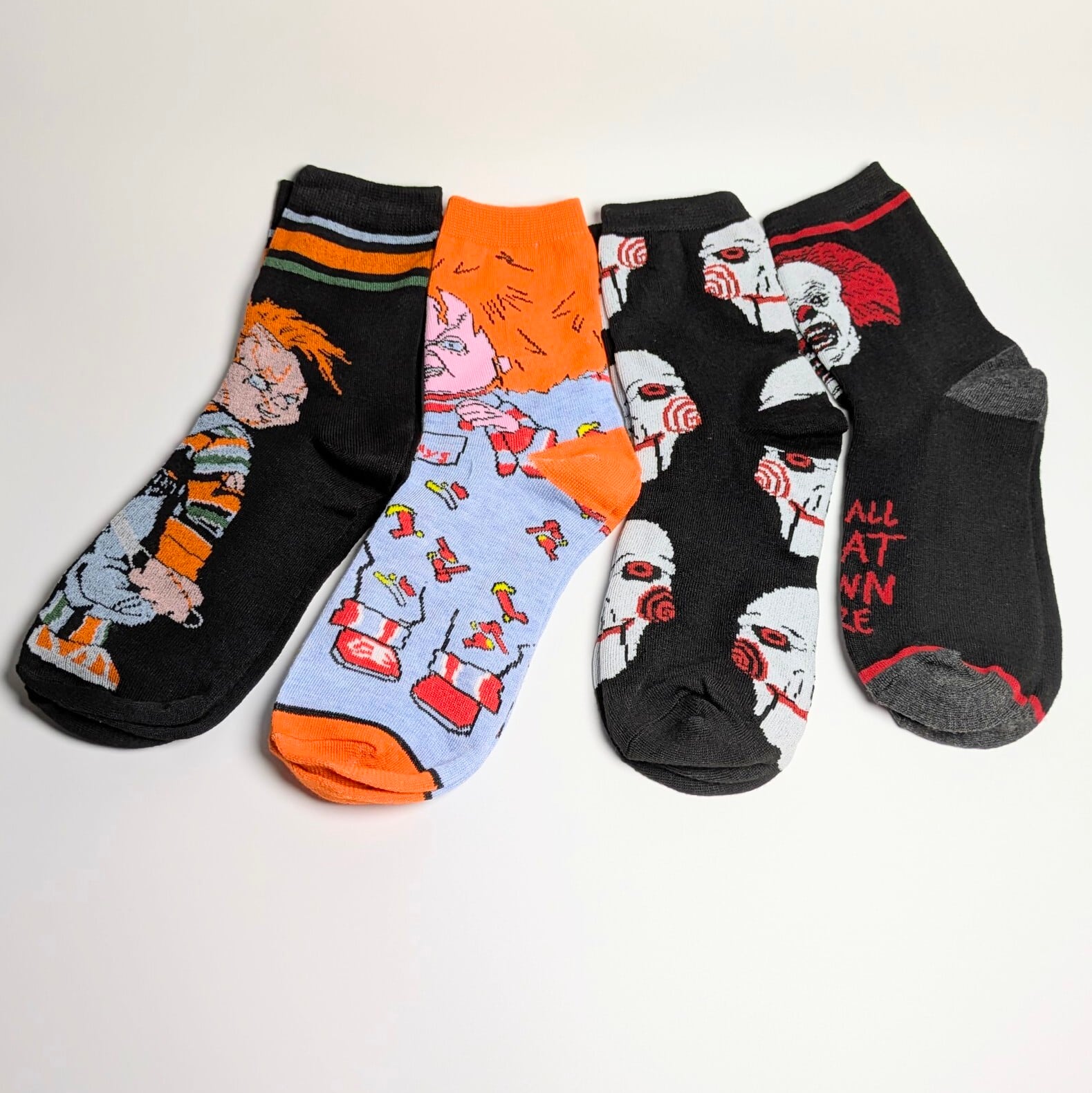 ♧ 再入荷!SPECIAL PRICE!【 crew socks / クルーソックス 】【A】『 HORROR MOVIE Character Socks 4P SET 』ホラー映画キャラソックス4足セットⅠ 〚アメリカン雑貨 アメトイ〛
