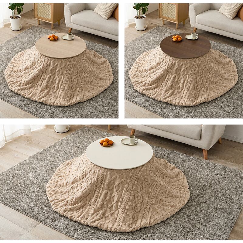 【完成品】 円形折れ脚カジュアルコタツ＋うす掛け布団 2点セット こたつ3種x掛け布団2種 ブラーナモクモク 幅68cm