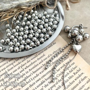 【100個】6mmCCBアクリルラウンドロジウムボールチャーム/ビーズ/スペーサー/メタル風/鈴丸
