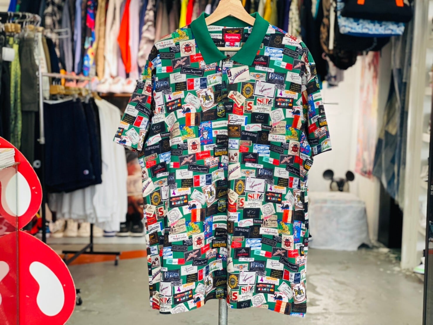 Supreme 21SS LABELS POLO SHIRT GREEN XL 75K7160 | BRAND BUYERS OSAKA 