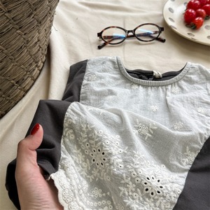 秋レース切り替え長袖Tシャツ2色