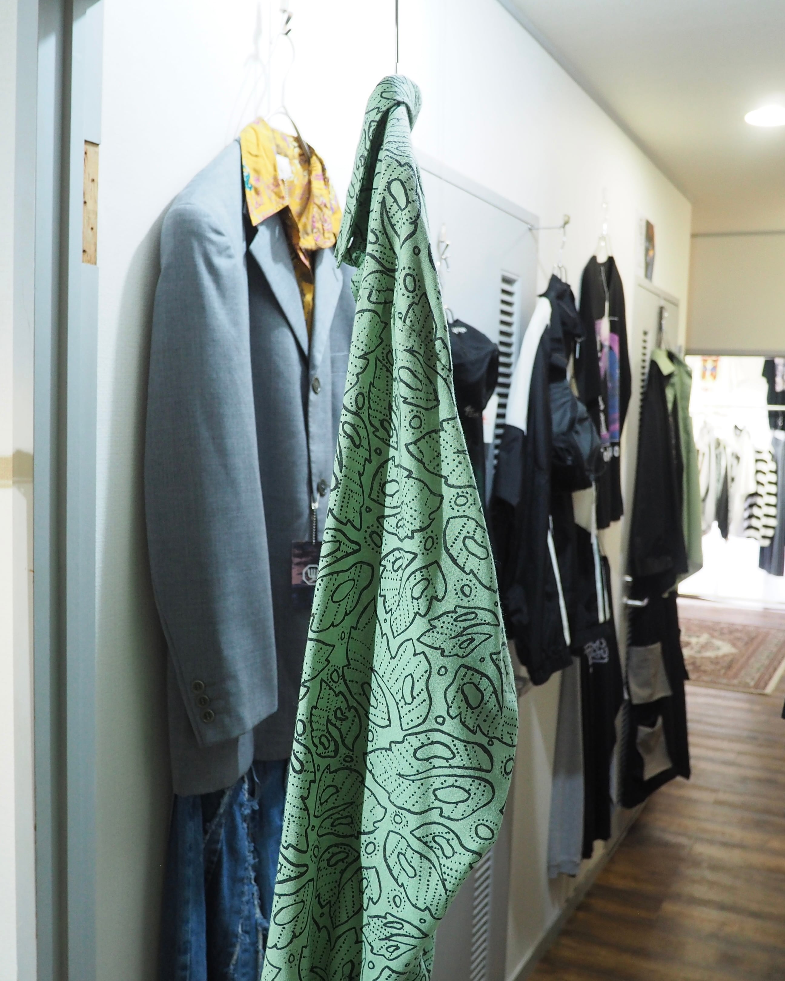 1990s Mint green Leaf pattern vintage Drape loose shirt