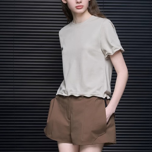 ラウンドネックデザインTシャツ ・21164