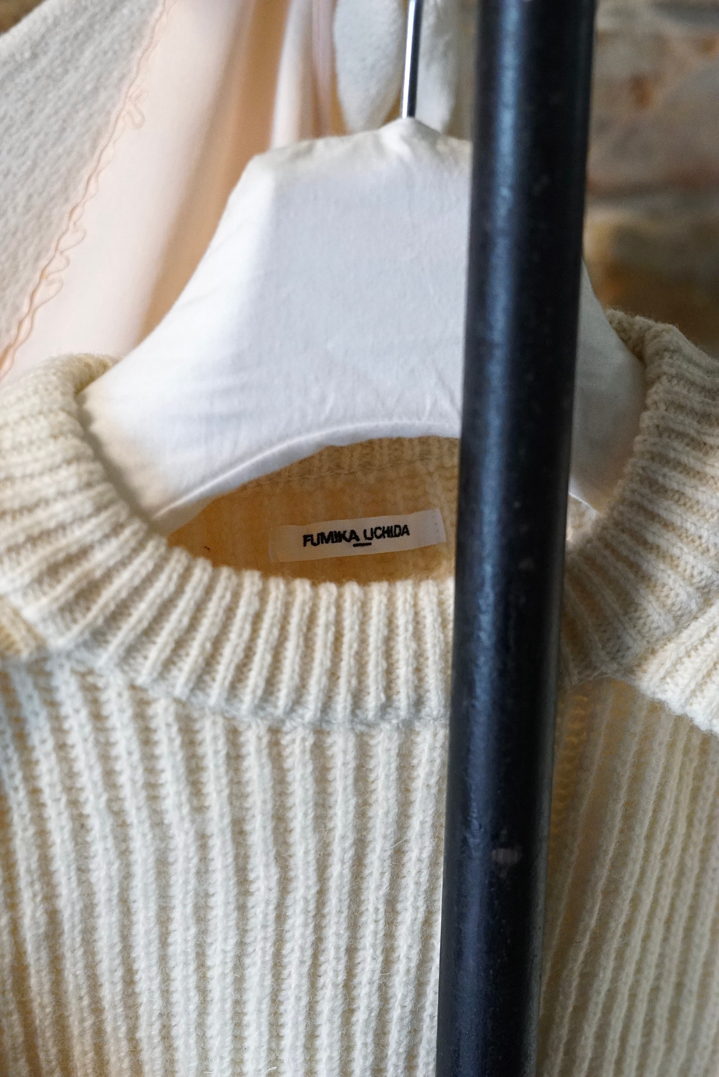 FUMIKA_UCHIDA / SHETLAND RIB STITCH HOODED PULLOVER (IVORY , TOP