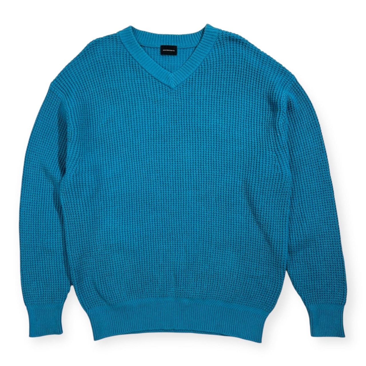 green label relaxing グリーンレーベル ワッフル編み Vネック コットンニット セーター サイズ XL /ターコイズブルー系 ユナイテッドアローズ