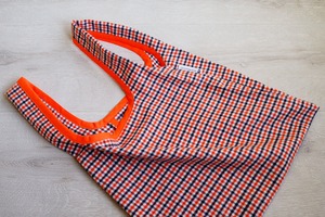 Eco Bag mini【Check green＆orange】