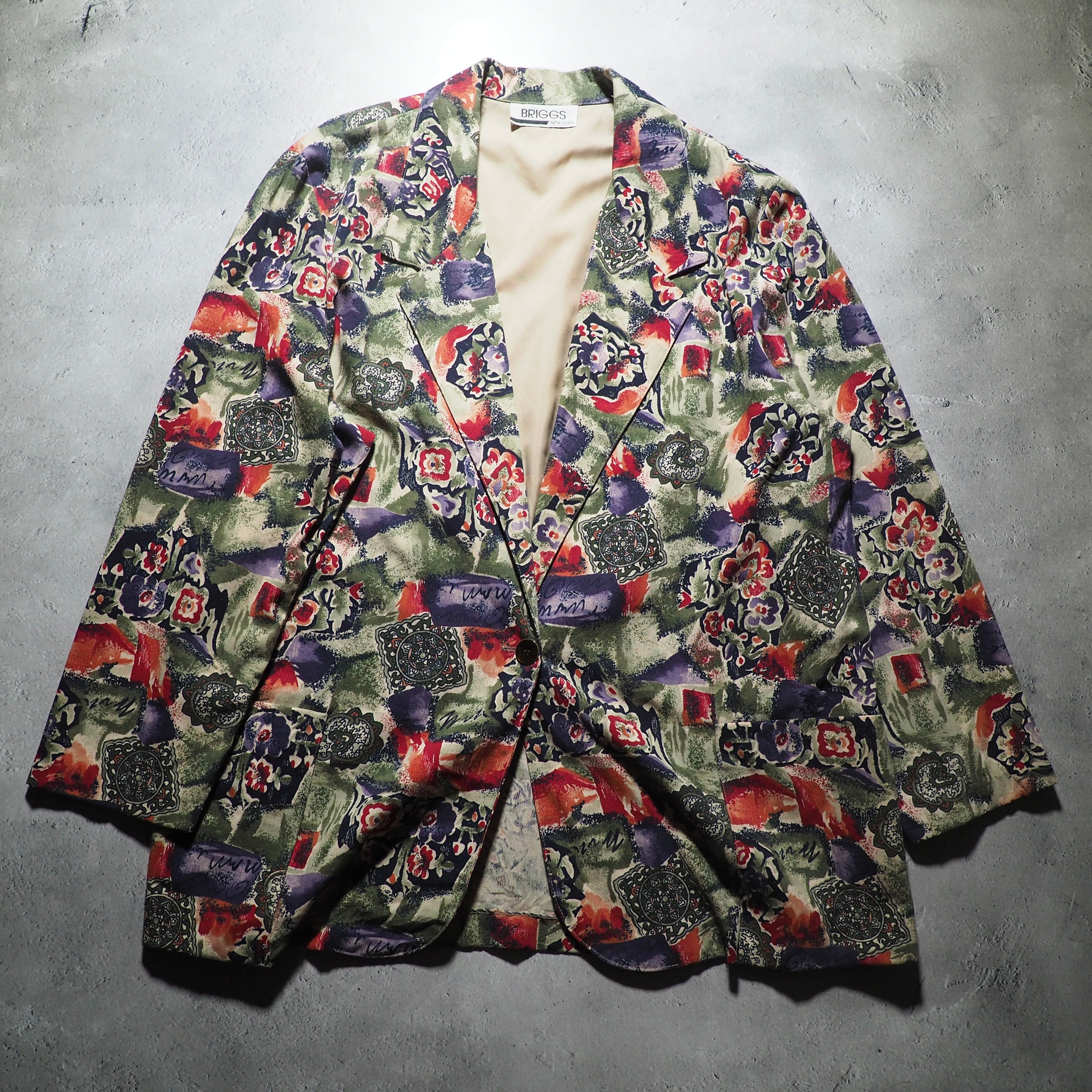Beautiful Botanical flower painted vintage loose jacket (made in Usa)