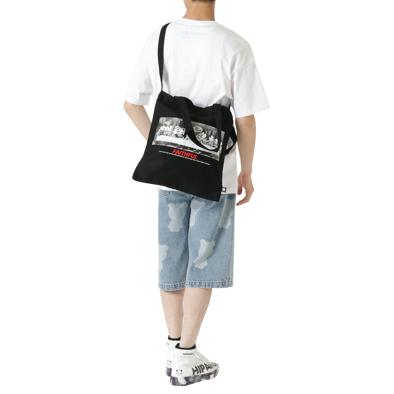 【HIPANDA ハイパンダ】男女兼用 アートパロディシリーズ【最後の晩餐】 2WAY キャンバス バッグ B4サイズ / UNISEX ART PARODY COLLECTION LAST SUPPER CANVAS BAG / WHITE・BLACK