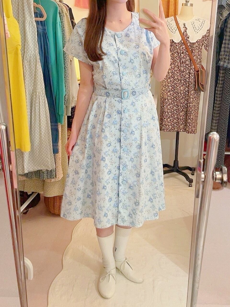 light blue rose cotton one-piece