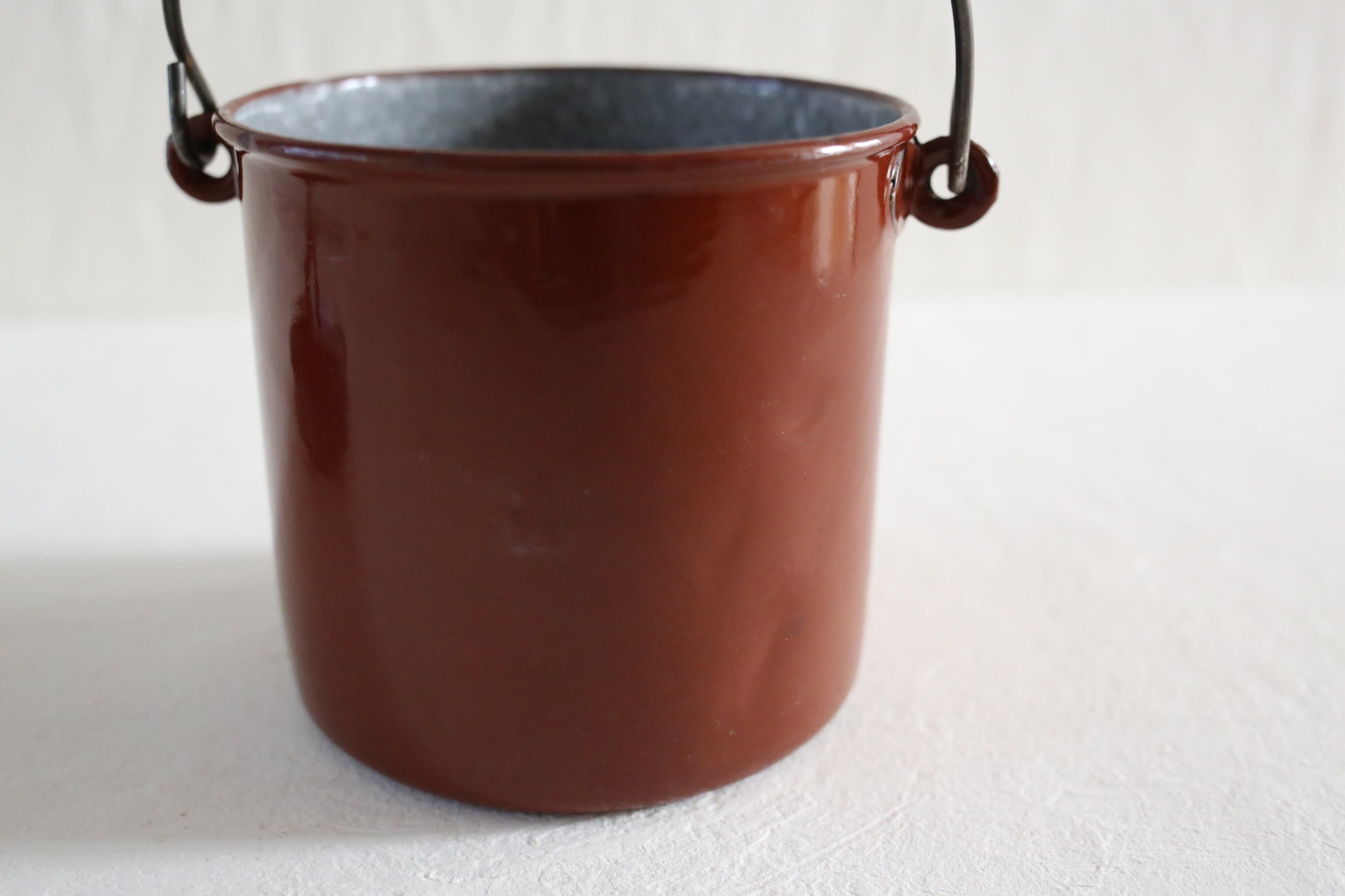 フランス アンティーク ヴィンテージ ホーロー ブラウン 蓋と持ち