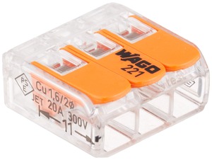 【努力特価】ワゴジャパン WFRシリーズ ワンタッチコネクター ブリスターパック 電線数3本 8個入 WFR-3BP