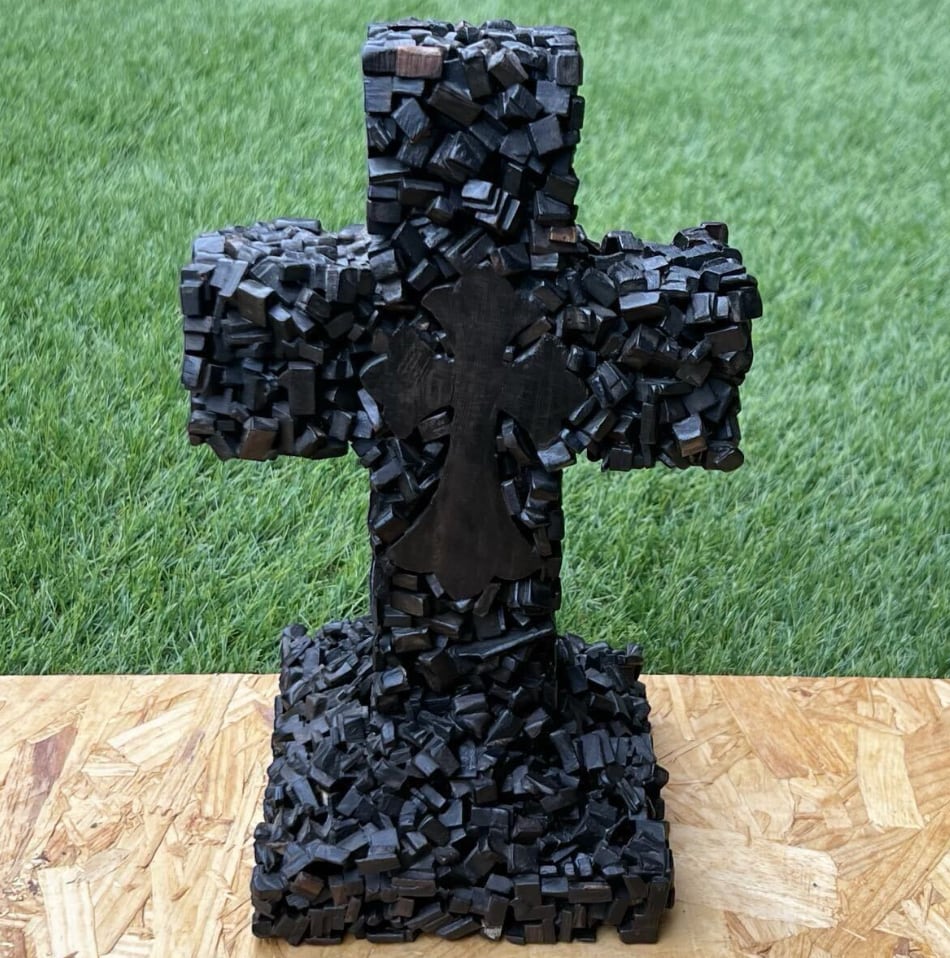 CHROME HEARTS クロムハーツ CROSS EOA SV925 十字架 オブジェ エボニー製 オーナメント CHクロス スクロールラベル 黒檀 クロムハーツ 置物 インテリア