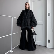MOKE MOKE shaggy over knit CD/black