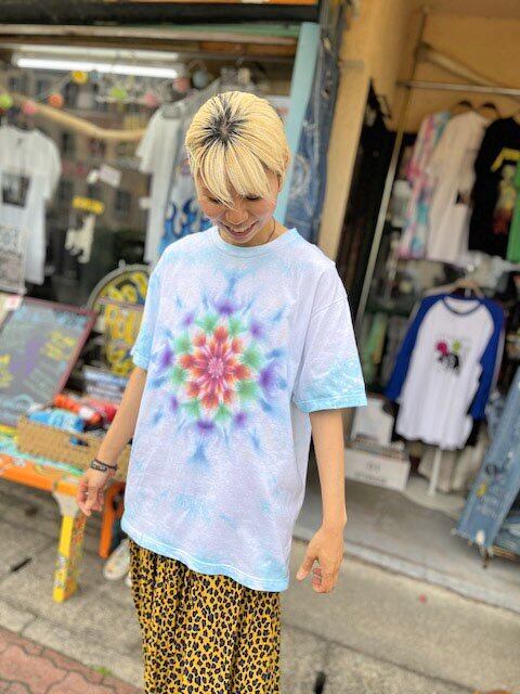 タイダイ染め Tie-dye 長袖Tシャツ Lサイズ 曼荼羅 ブルームラ染め