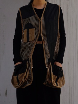 80's Bob Allen Leather × Mesh hunting vest【M】　ボブアレン　ハンティングベスト