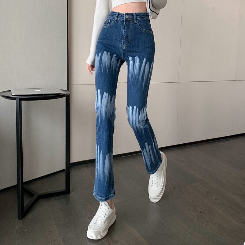 ウェストスリムジーンズ オータムカジュアルパンツ ストリート 秋物 ガールズファッション50742756996