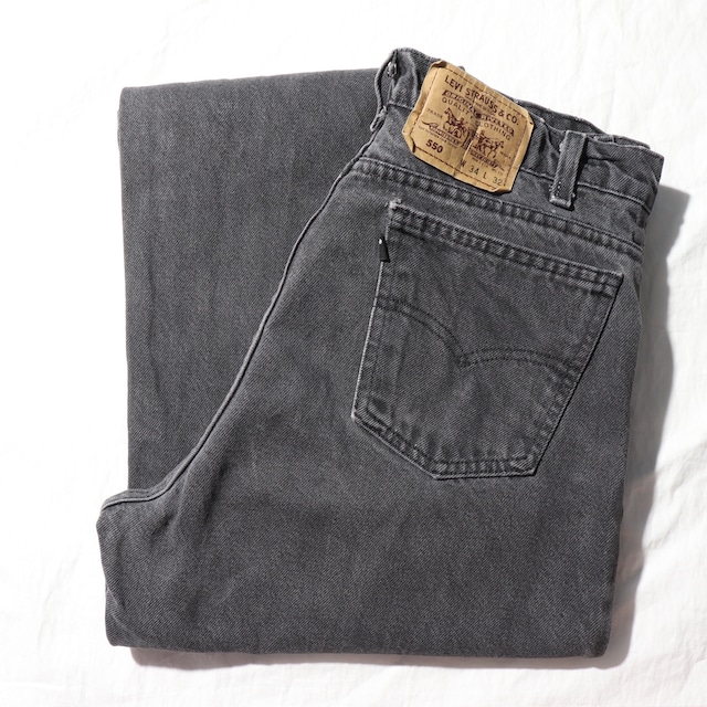 34×32 黒タブ Levi’s 550 USA サルファーブラック デニムパンツ リーバイス