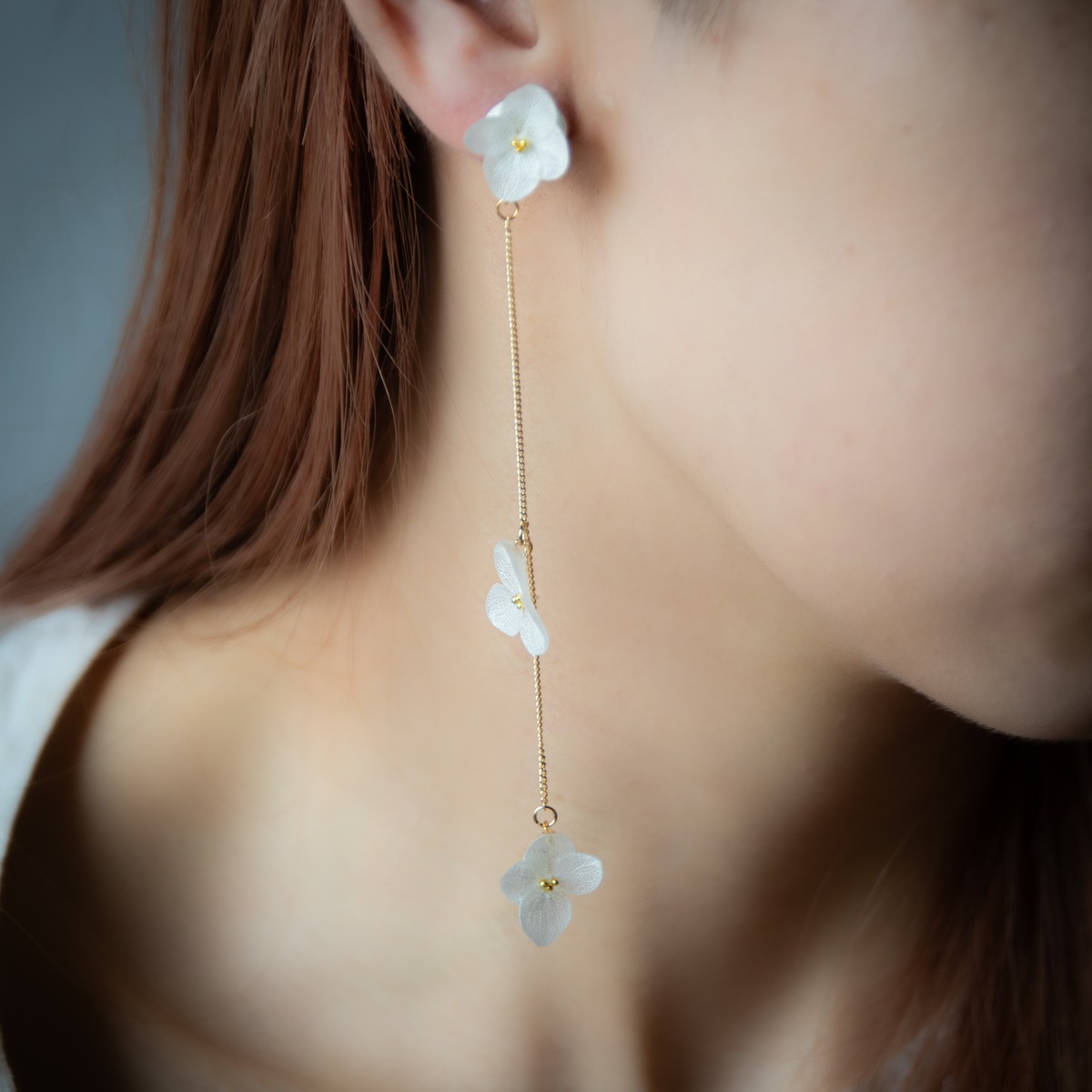 強度○ 本物の紫陽花のピアス イヤリング ウェディングや贈り物ギフト 