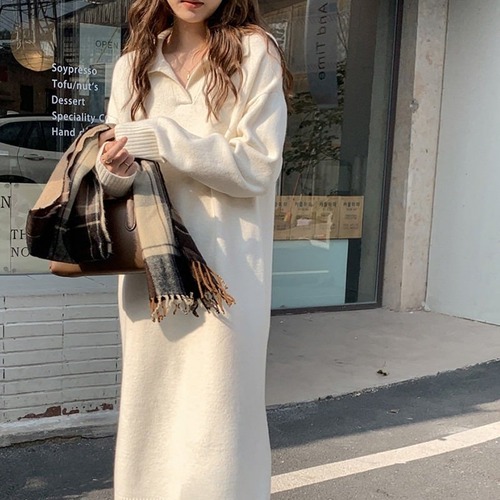 送料無料 ワンピース 秋 冬 ロング マタニティ 無地 ロングワンピース フリーサイズ ゆったりサイズ レディース ロング丈 長袖 ニットワンピース 韓国ワンピ