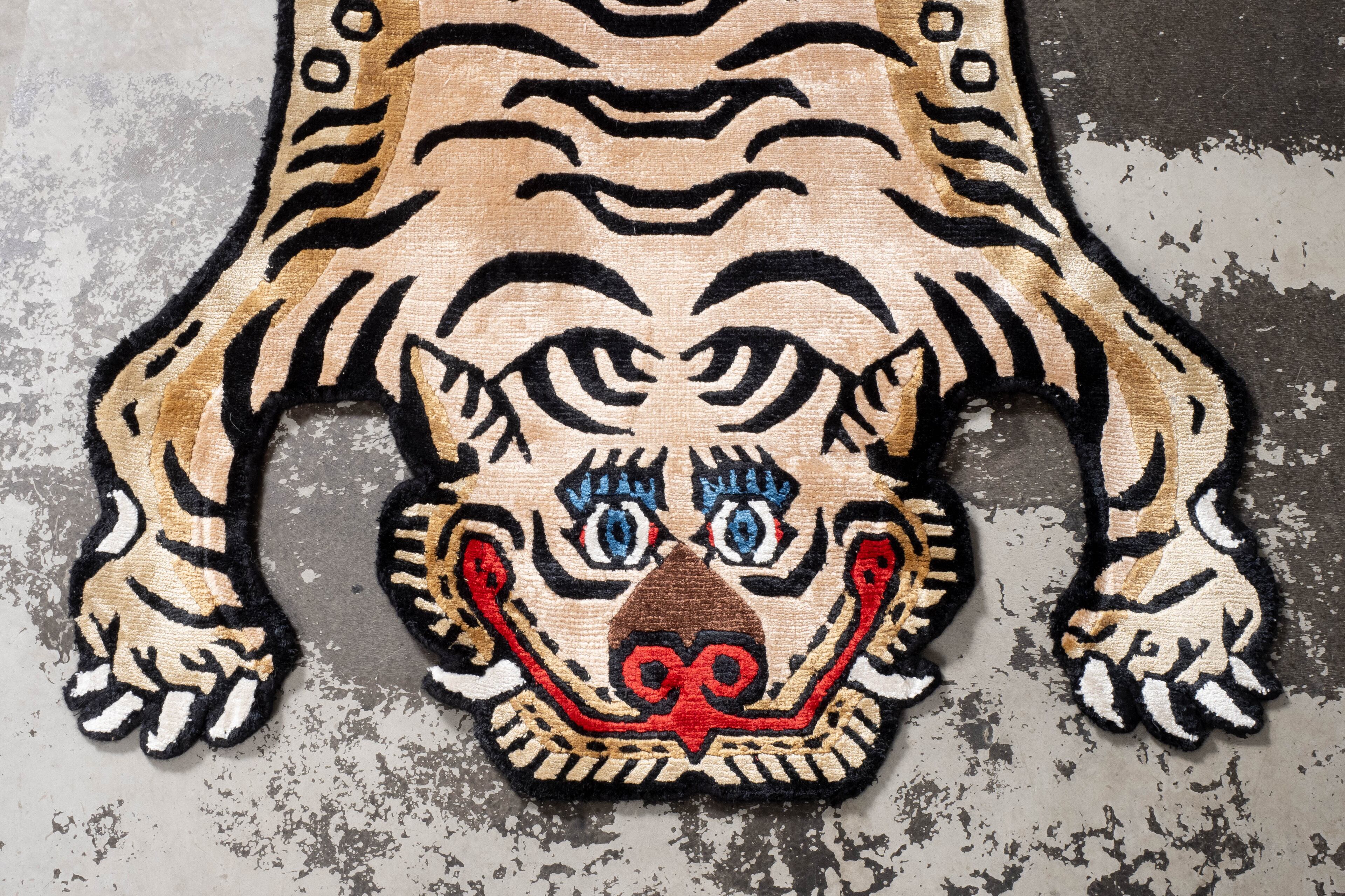 チベタンタイガーラグ Tibetan Tiger Rug 《Sサイズ•シルク078》チベタンタイガーラグ