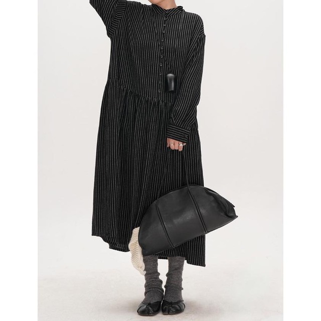 black striped band collar one-piece