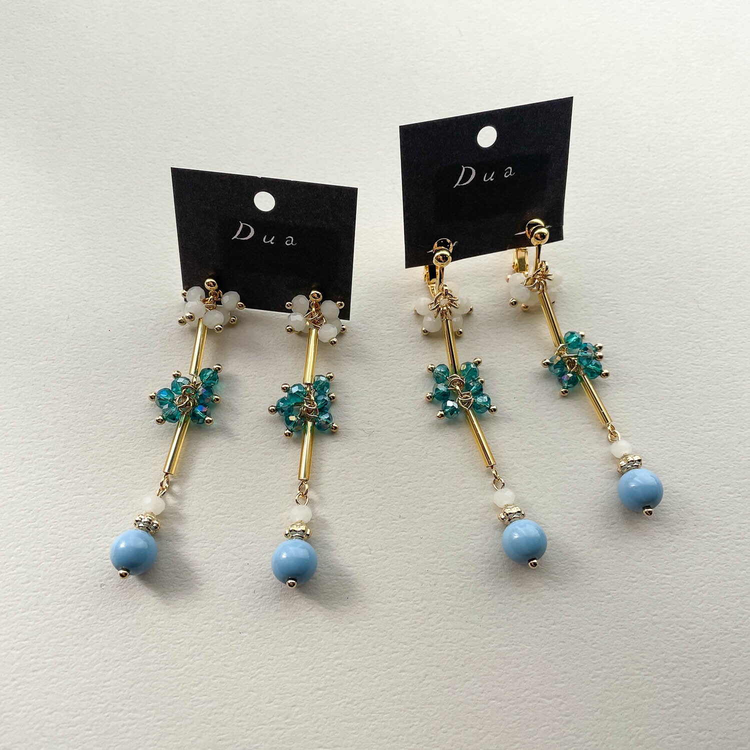 【1206】竹ビーズのピアス／イヤリング 竹ビーズの華奢なアシンメトリー〈ピアス/イヤリング〉 | Dua