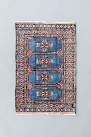 No.200 ヴィンテージラグ トライバルラグ ラホール産 (123×80cm)ブルー レッド グリーン