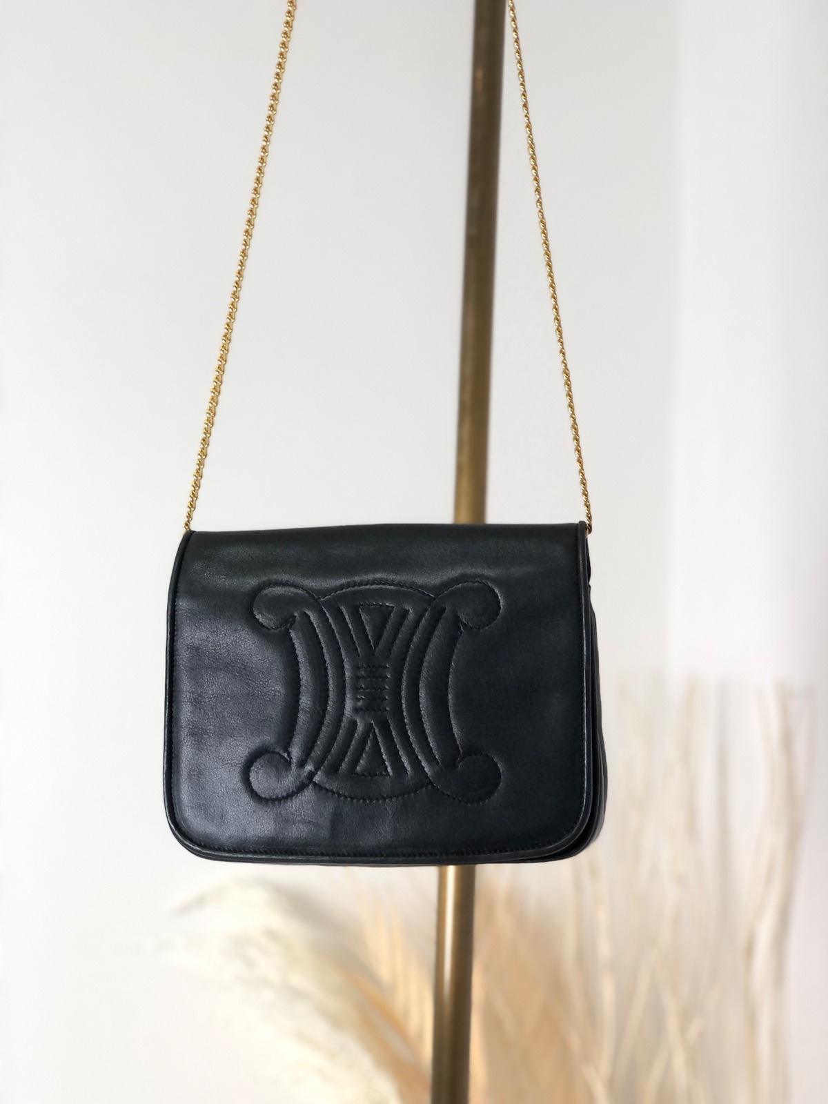 CELINE セリーヌ トリオンフ レザー フラップ チェーン ショルダー 