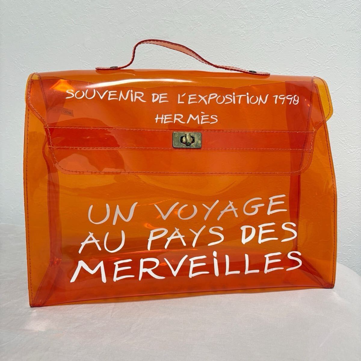 HERMES エルメス ビニール ケリー ハンドバッグ クリア オレンジ