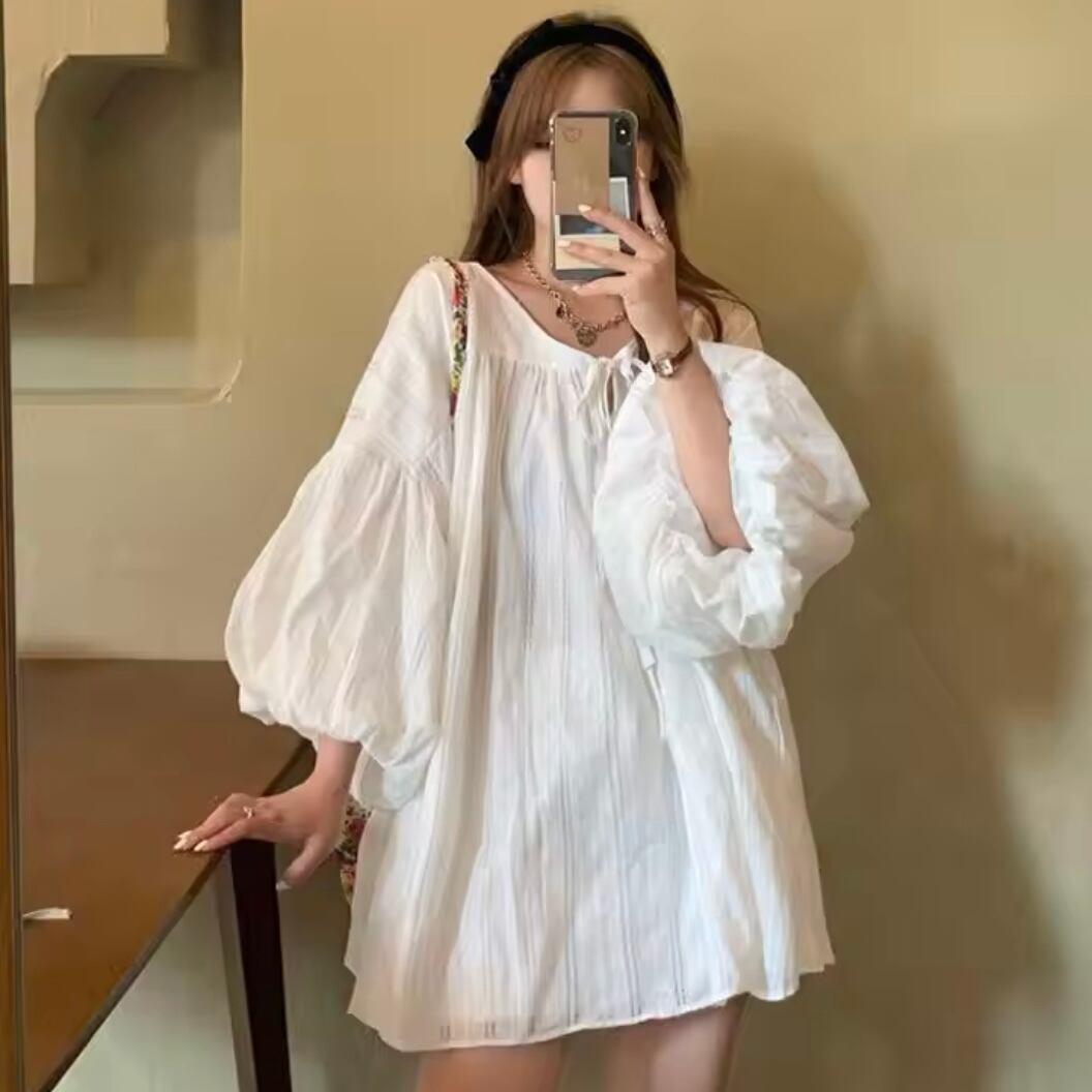ランタンスリーブミニワンピース