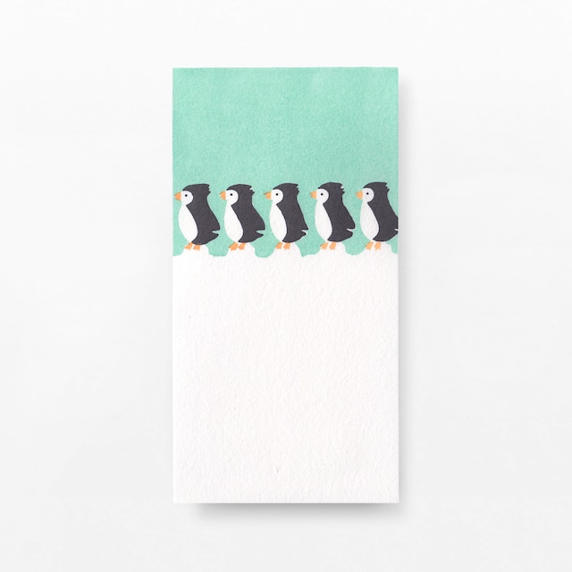 手摺り型染め金封　ペンギン