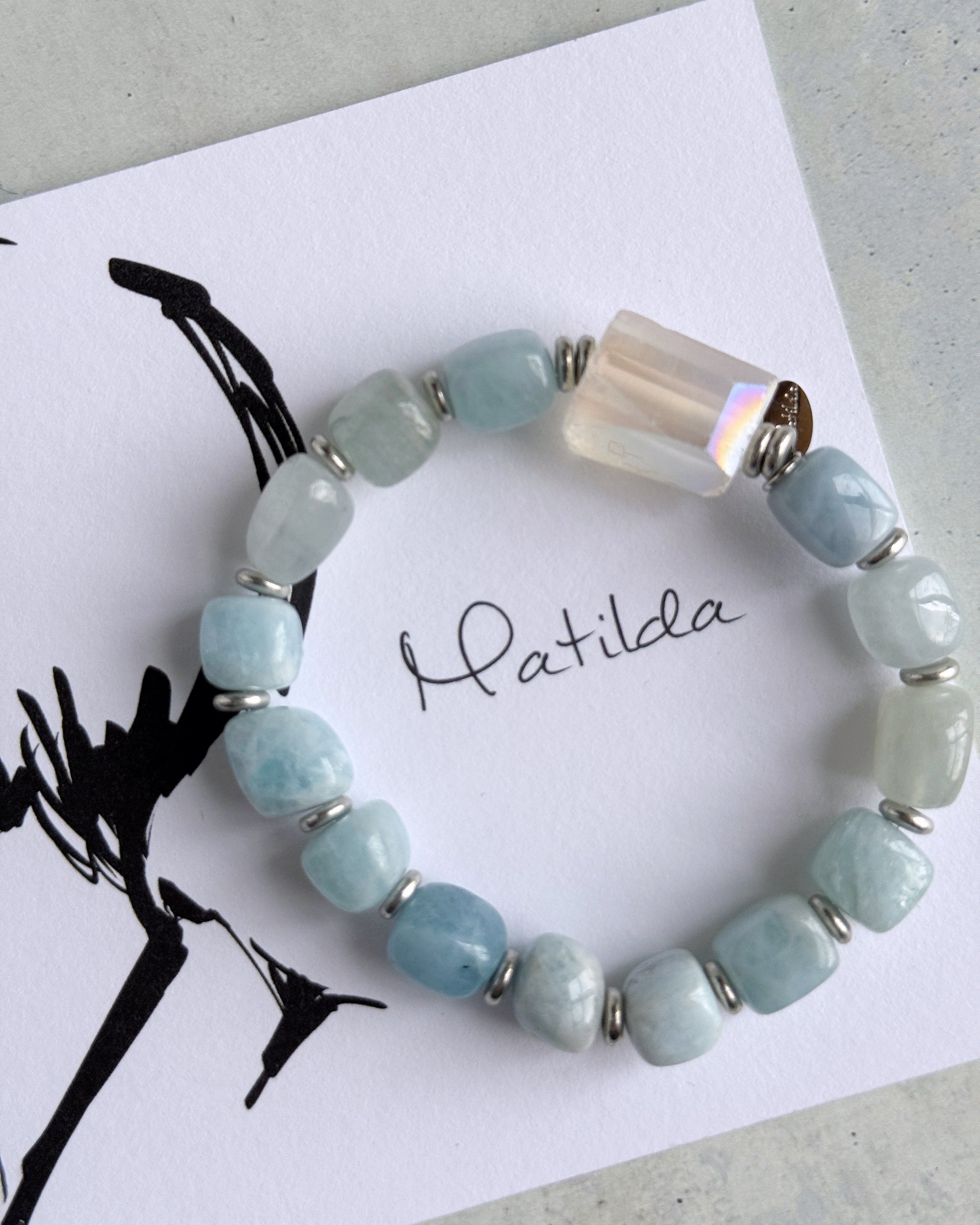 bicolor bracelet(アクアマリン×クォーツ)