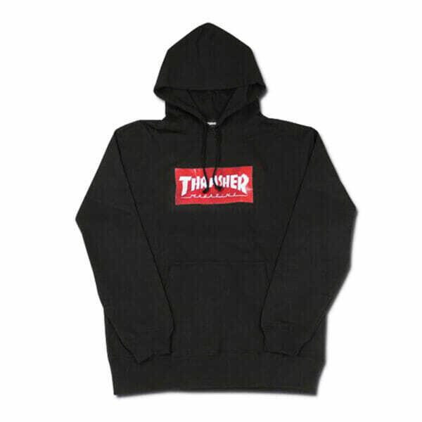 THRASHER (スラッシャー) ボックスロゴ パーカー ブラック プルオーバーパーカーTH95317PL