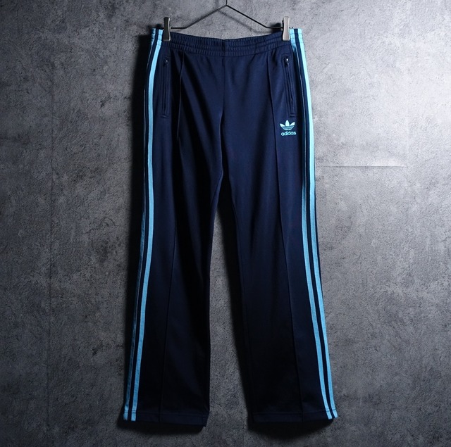 “adidas” Navy x Light Blue Logo & 3-Stripes Design Track Pants