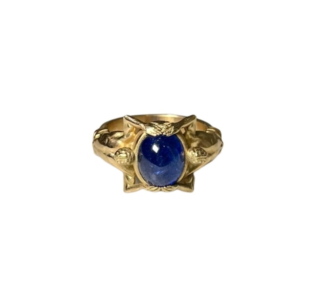 vintage french c1950 18ct gold ring set with sappire " art nouveau style "