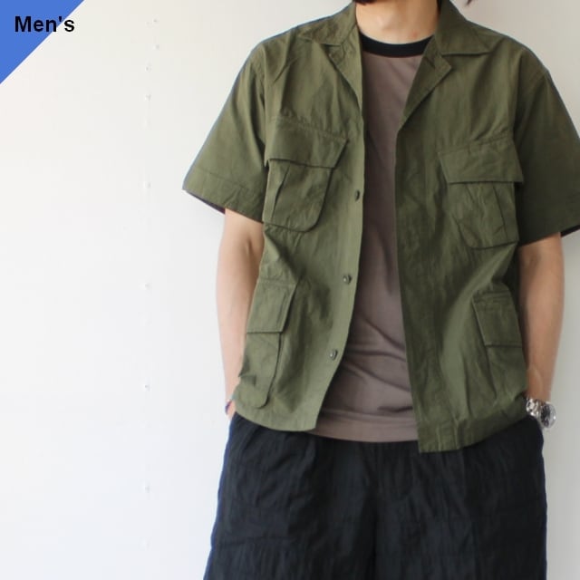 Soundman ファティーグ開襟シャツ Jeferson (Army green)