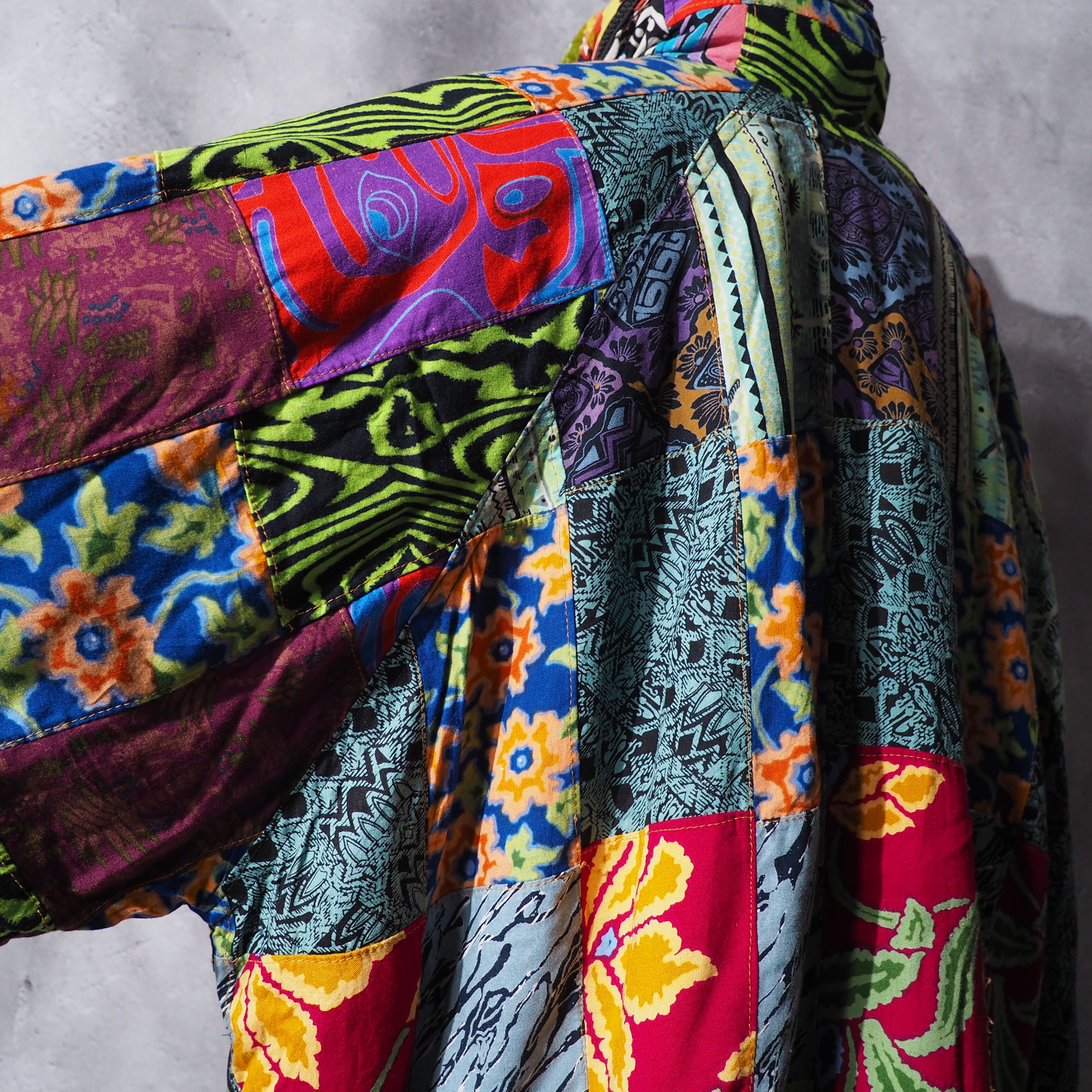 psychedelic × ethnic patchwork panel switching Design vintage loose silhouette jacket