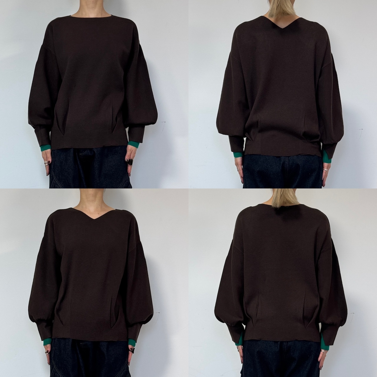 やわもち2wayバイカラーカフknit/ダークブラウン
