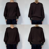 やわもち2wayバイカラーカフknit/ダークブラウン