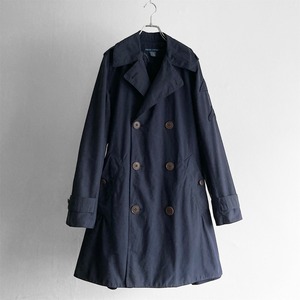 Ralph Lauren Navy Blue Cotton Flared Trench Coat