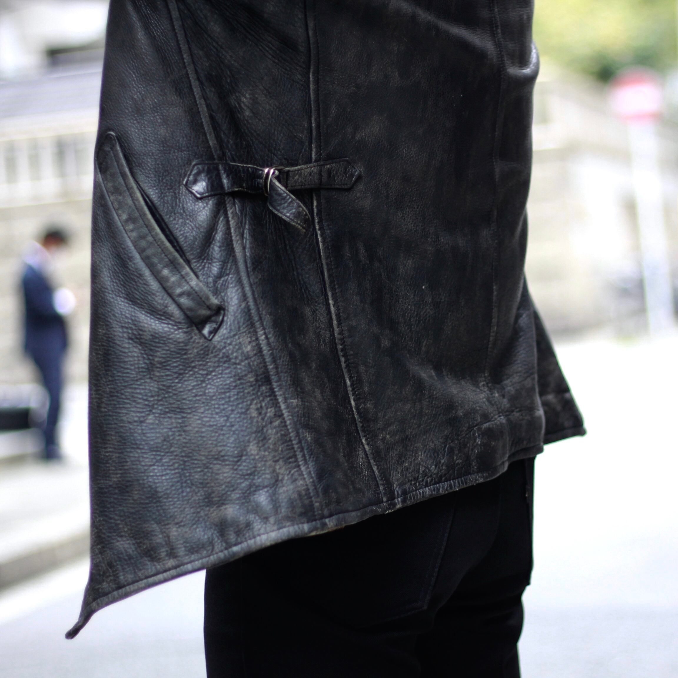 0392. 1960's leather sport coat ブラック シボ革 レザージャケット