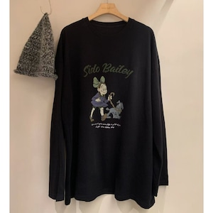oversized print long sleeve t-shirt J00041