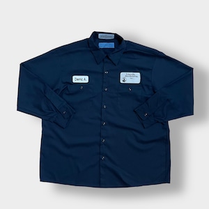 CINTAS HAITI製 ワークシャツ 長袖 ワッペン 2XL ビッグサイズ ワーク系 企業ロゴ 企業系 Lincoln Manufacturing シンタス リンカーン US古着